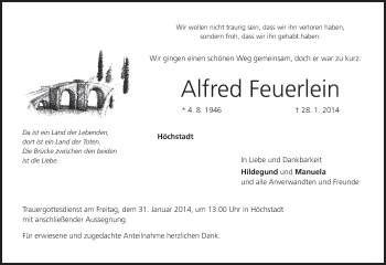 Anzeige von Alfred Feuerlein von MGO