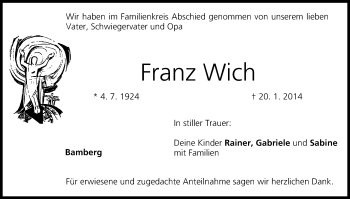 Anzeige von Franz Wich von MGO