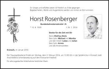 Anzeige von Horst Rosenberger von MGO