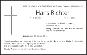 Anzeige von Hans Richter von MGO