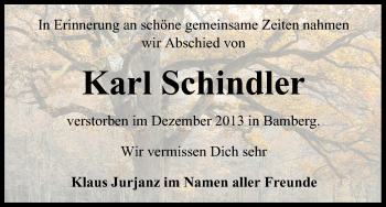 Anzeige von Karl Schindler von MGO