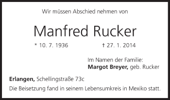 Anzeige von Manfred Rucker von MGO