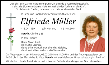 Anzeige von Elfriede Müller von MGO