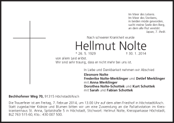 Anzeige von Hellmut Nolte von MGO