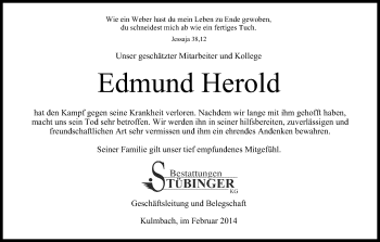Anzeige von Edmund Herold von MGO