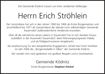 Anzeige von Erich Ströhlein von MGO