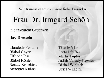 Anzeige von Irmgard Schön von MGO