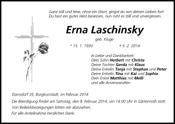 Anzeige von Erna Laschinsky von MGO