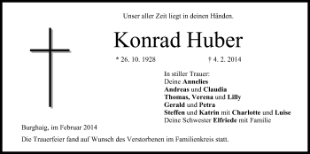 Anzeige von Konrad Huber von MGO