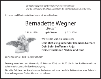 Anzeige von Bernadette Wegner von MGO