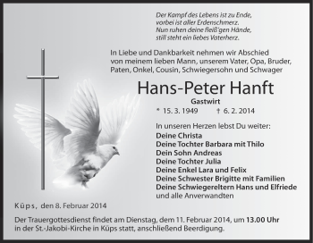 Anzeige von Hans-Peter Hanft von MGO