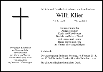 Anzeige von Willi Klier von MGO