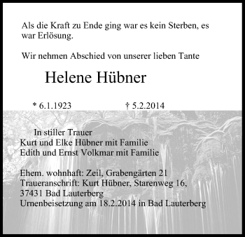 Anzeige von Helene Hübner von MGO