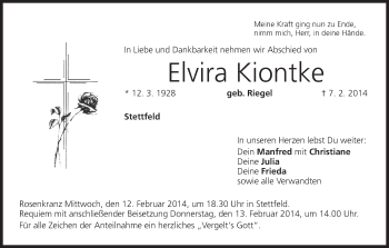 Anzeige von Elvira Kiontke von MGO