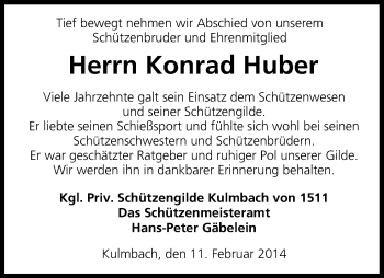 Anzeige von Konrad Huber von MGO