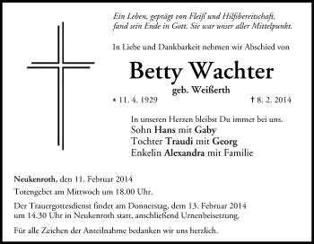 Anzeige von Betty Wachter von MGO