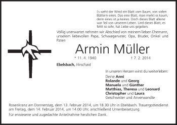 Anzeige von Armin Müller von MGO