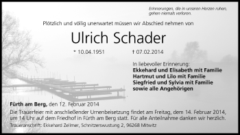 Anzeige von Ulrich Schader von MGO