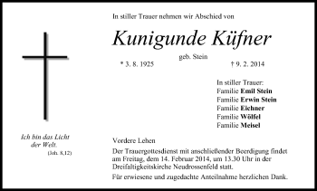 Anzeige von Kunigunde Küfner von MGO