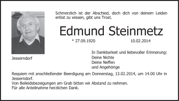 Anzeige von Edmund Steinmetz von MGO