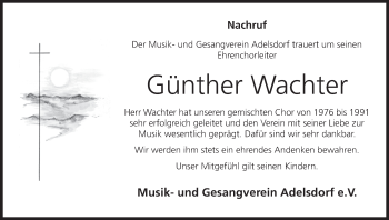 Anzeige von Günther Wachter von MGO
