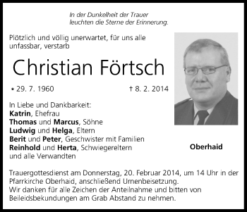 Anzeige von Christian Förtsch von MGO