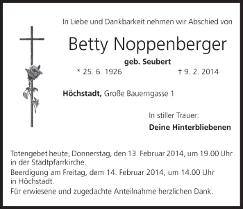 Anzeige von Betty Noppenberger von MGO
