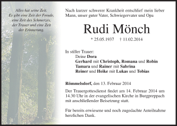 Anzeige von Rudi Mönch von MGO