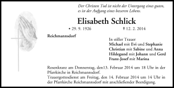 Anzeige von Elisabeth Schlick von MGO