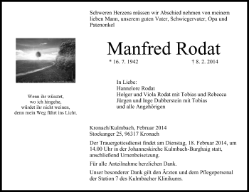 Anzeige von Manfred Rodat von MGO