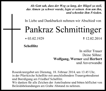 Anzeige von Pankraz Schmittinger von MGO
