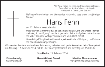 Anzeige von Johann Fehn von MGO