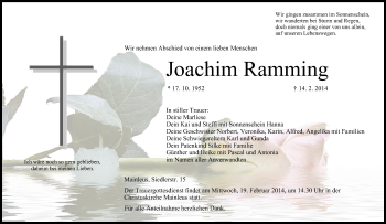 Anzeige von Joachim Ramming von MGO