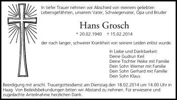 Anzeige von Hans Grosch von MGO