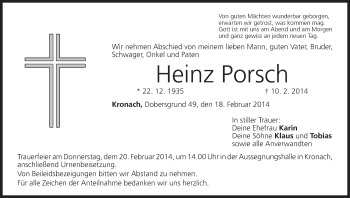 Anzeige von Heinz Porsch von MGO