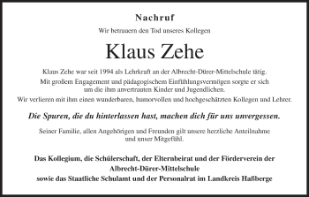 Anzeige von Klaus Zehe von MGO
