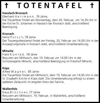 Anzeige von Totenafel vom 19022014 von MGO