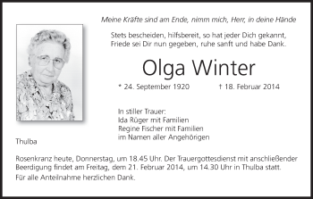 Anzeige von Olga Winter von MGO