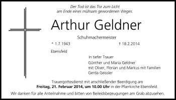 Anzeige von Arthur Geldner von MGO