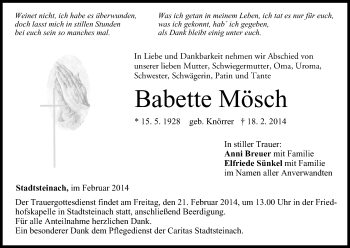 Anzeige von Babette Mösch von MGO