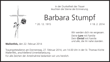 Anzeige von Barbara Stumpf von MGO