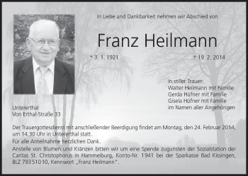 Anzeige von Franz Heilmann von MGO