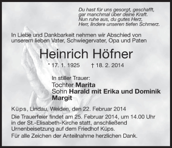 Anzeige von Heinrich Höfner von MGO