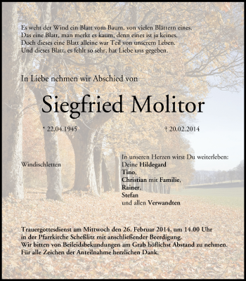 Anzeige von Siegfried Molitor von MGO