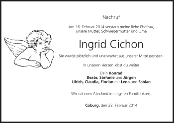 Anzeige von Ingrid Cichon von MGO