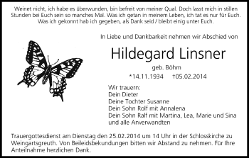 Anzeige von Hildegard Linsner von MGO