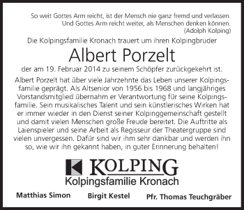 Anzeige von Albert Porzelt von MGO