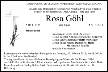 Anzeige von Rosa Göhl von MGO