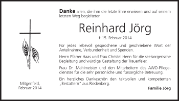 Anzeige von Reinhard Jörg von MGO