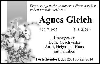 Anzeige von Agnes Gleich von MGO